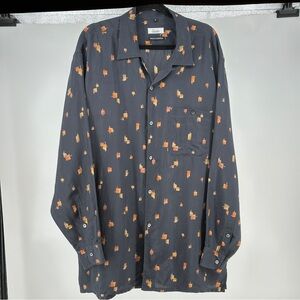 Men's Retro Black Patterned Shirt‎ Vintage Bowling